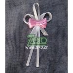 Vonička (vývazek) svatební - bílá s růžovou mašličkou – Zboží Dáma