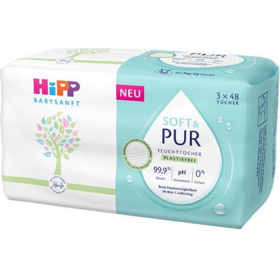 HiPP Babysanft Čistící vlhčené ubrousky Soft & Pure 3 x 48 ks – Sleviste.cz