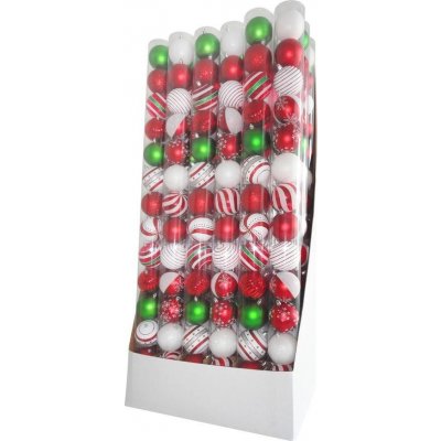 MagicHome Vánoční koule 14 ks červenobílé s ozdobou na vánoční stromek 8 cm prodejní obal 24 trubek – Hledejceny.cz