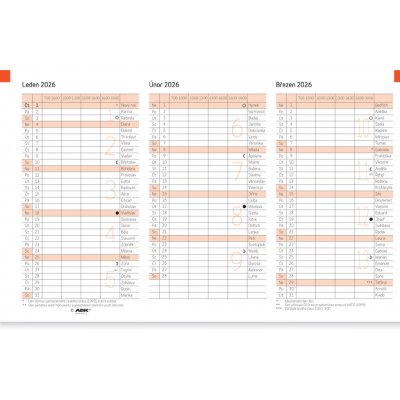 Formulář Diář A7 2026 skládaný – Zboží Dáma