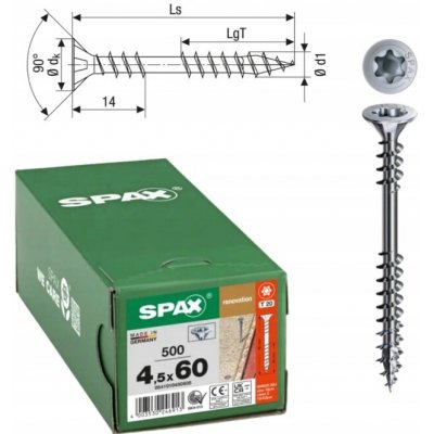 SPAX podlahový vrut část. závit 4.5x60 TX20, Wirox (500 ks) – Hledejceny.cz