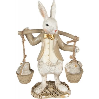 Béžová dekorace socha králík s kuřátky ve kbelíku 12*6*17 cm – Hledejceny.cz