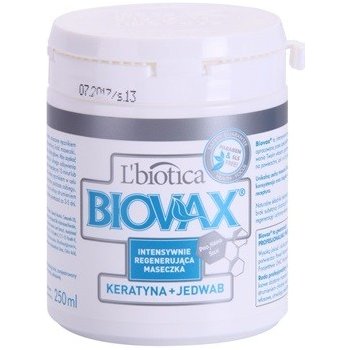 L'biotica Biovax Keratin & Silk regenerační maska pro hrubé vlasy (Paraben & SLS Free) 250 ml