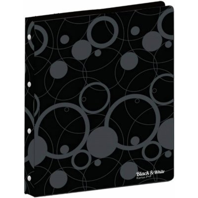 Karton P+P Pořadač čtyřkroužkový Black and White A4 hřbet 20 mm černý – Sleviste.cz
