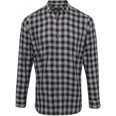 Pánská bavlněná kostkovaná košile Premier workwear ocelově šedá / černá