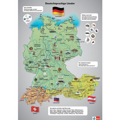 Team Deutsch neu 1 (A1) – plakát mapa DACH – Zboží Mobilmania