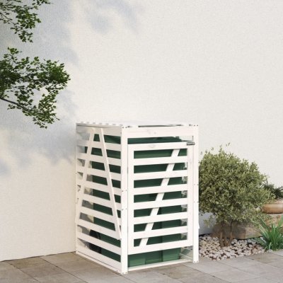 vidaXL Úložný box na popelnici bílý 84 x 90 x 128,5 cm masivní borovice – Zboží Dáma
