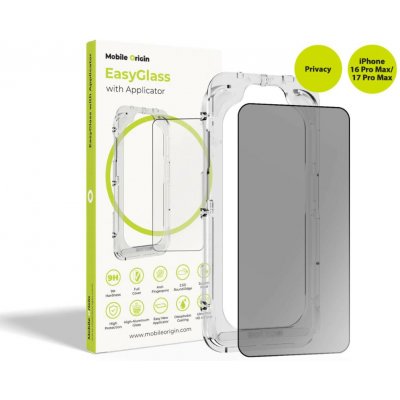 Mobile Origin EasyGlass Privacy na iPhone 16 Pro Max/17 Pro Max s aplikátorem EGA-P-i16ProMax průhledné – Zboží Živě