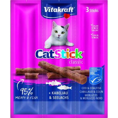 Vitakraft Cat Stick pochoutka treska treska tmavá 3 x 6 g – Zboží Mobilmania