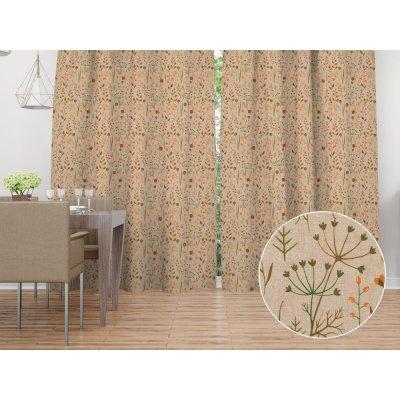 Biante Dekorační závěs PML-070 Podzimní rostliny na světle hnědém 145x220 cm – Hledejceny.cz