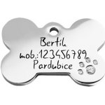 Šperky4U Ocelová psí známka kost se zirkony L PZ033 – Zboží Dáma