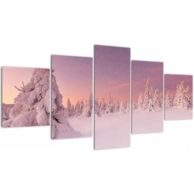 Obraz - Stromy pod sněhovou přikrývkou, pětidílný 150x80 cm – Hledejceny.cz