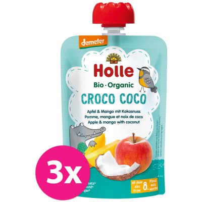 HOLLE Croco Coco Bio ovocné pyré jablko mango kokos 3 x 100 g – Zbozi.Blesk.cz