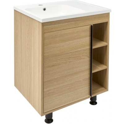 Naturel Koupelnová skříňka s umyvadlem Naturel Lucca 59x70x45 cm dub mat LUCCA60D LUCCA60D – Zboží Dáma