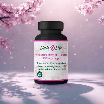 Linie4Life CURCUMIN EXTRACT + PIPERINE cholesterol játra klouby trávení antioxidant bez plnidel 60 dní 60 kapslí – Hledejceny.cz