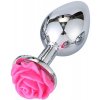 Anální kolík VšeNaSex Ocelový anální kolík Medium Rose růžový květ