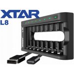 Nabíječka XTAR L8 AA, AAA 1,5V Li-Ion a 1,2V Ni-MH, 8 kanálů, USB-C – Zboží Mobilmania