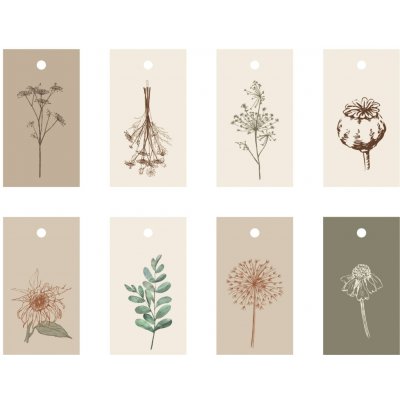 Ib Laursen Papírový štítek Flower Designs – set 8 ks, multi barva, papír – Zboží Živě