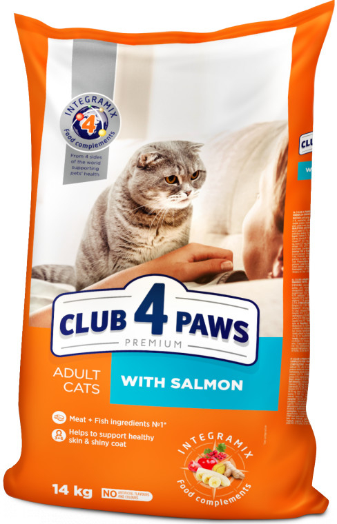 Club4Paws Premium With Salmon. For adult cats 14 kg