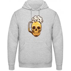 AWDis Hoodie Mikina Pivní sklenice ve tvaru smrtky Šedivá šedá