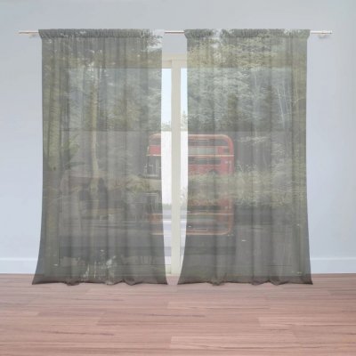 Sablio Záclony Červený patrový autobus: 2ks 150x250cm – Zboží Mobilmania