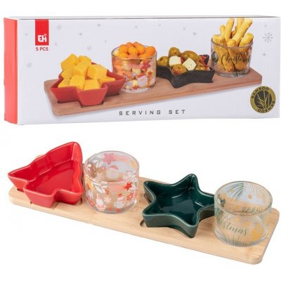 Svícen 5ks adventní sada na bambusovém tácku 330x60x125mm, barevný – Hledejceny.cz