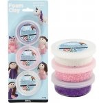 Creative Samotvrdnoucí modelovací hmota Foam Clay SADA - BÍLÁ, GLITTER RŮŽOVÁ, METALICKÁ FIALOVÁ – Hledejceny.cz