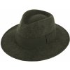Klobouk Fiebig Headwear since 1903 Zimní plstěný klobouk melanž s hedvábnou stuhou zelený