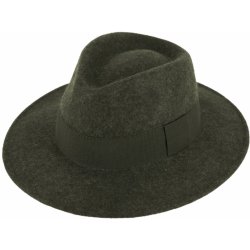 Fiebig Headwear since 1903 Zimní plstěný klobouk melanž s hedvábnou stuhou zelený