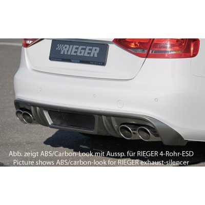 Rieger Tuning vložka zadního nárazníku pro Audi A4 B8, B81 avant, sedan před faceliftem, plast ABS bez povrchové úpravy, S-Line, pro orig. koncovky na obou stranách – Sleviste.cz