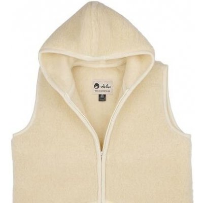 Vlnka vesta z ovčí vlny s kapucí přírodní – Zboží Dáma