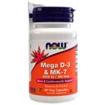 NOW Foods Mega D3 & MK-7 Vitamín d3 5000 IU & Vitamín K2 180ug 60 rostlinných kapslí – Hledejceny.cz