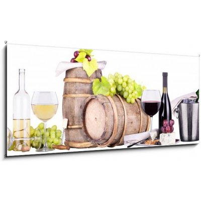 Obraz 1D panorama - 120 x 50 cm - champagne, red and white wine šampaňské, červené a bílé víno – Zbozi.Blesk.cz