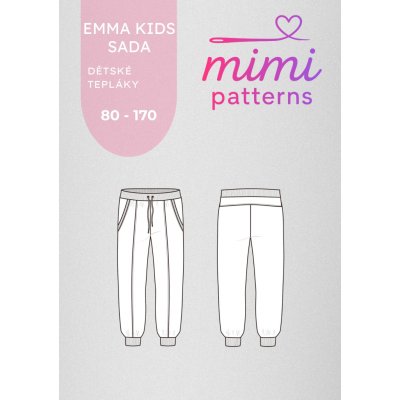 Sada střihů na dětské tepláky Emma kids, 80 - 170, el. formát | MIMI patterns - síť 80-170 (A4) domácí tisk – Sleviste.cz