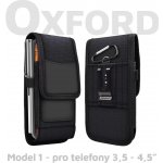 Pouzdro OXFORD Univerzální vertikální s poutkem na opasek Model 1 do 13 x 7 cm, černé – Zboží Živě