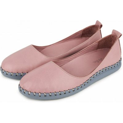 Vlnka dámské kožené baleríny Melisa se šedou podrážkou růžová – Sleviste.cz