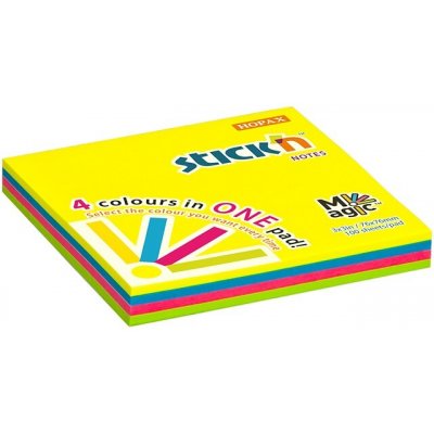 Samolepicí blok na poznámky STICKN 76 × 76 mm neon magic pad, 100 listů – Hledejceny.cz