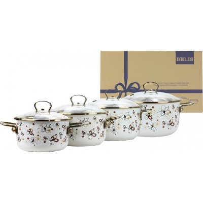 BELIS Smaltovaná sada nádobí 8dílná PREMIUM krémová 19669-116DPHN3 – Zboží Mobilmania