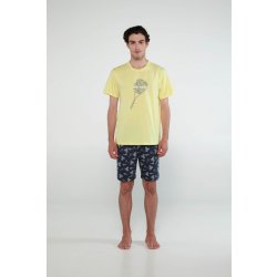 Vamp 20642 pánské pyžamo krátké žluté