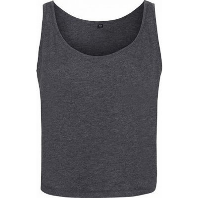 Build Your Brand dámské oversize crop top tílko šedá uhlová melír – Zboží Dáma