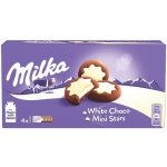 Milka White Choco Mini Stars kakaové sušenky, mléčná náplň a bílá čokoláda 150 g – Zboží Dáma