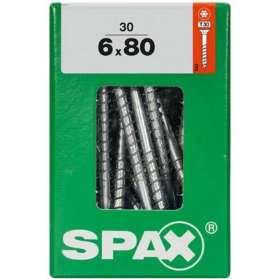 Spax Wirox Univerzální vrut T-Star plus, ø 6 × 80 mm, TX30, zápustná hlava, 30 ks 4191010600807 – Hledejceny.cz