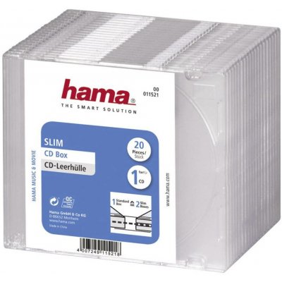 Hama útlý obal na CD 00011521 1 CD/DVD/Blu-Ray transparentní polystyren 20 ks – Zboží Živě