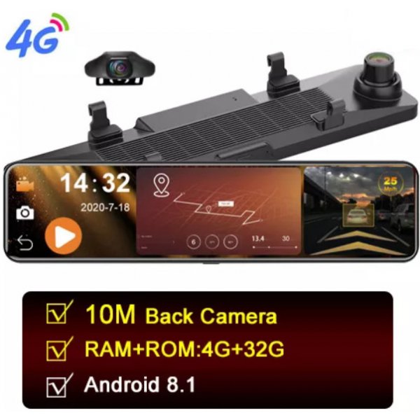 LR 12 "auto DVR Zpětné zrcátko 4G Android 8.1 GPS 10M od 5 674 Kč -  Heureka.cz