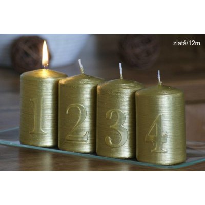 LIMA Adventní sada svíček s čísly "Alfa" Zlatá 4 ks – Zboží Mobilmania