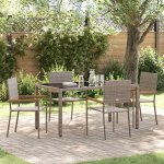 Omaxi 455109 Zahradní jídelní souprava 5 pcs Šedá 150 x 90 x 75 cm polyratan – Hledejceny.cz