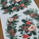 Bavlněné plátno vánoční / štola na metráž 703023, vánoční dekorace na světle šedé, š. 50cm (látka v metráži) – Zboží Dáma