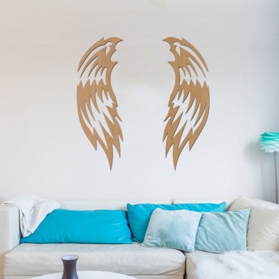 Dřevěná dekorace na zeď Andělská křídla DARK Barevný vzor: Buk, Rozměry (cm): 80x115 – Zboží Mobilmania