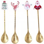 Toro Design LŽIČKA ČAJOVÁ VÁNOČNÍ MIX 13,9X2,3CM ZLATÁ – Zboží Mobilmania