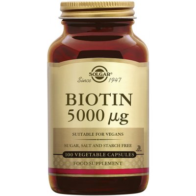 Solgar Biotin 5000 mcg 100 rostlinných kapslí – Hledejceny.cz